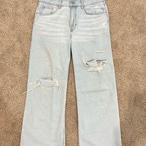 wide leg ripped jeans